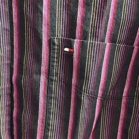 Tommy Hilfiger Black and Pink Casual Button Down Shirt - Picture 3 of 4